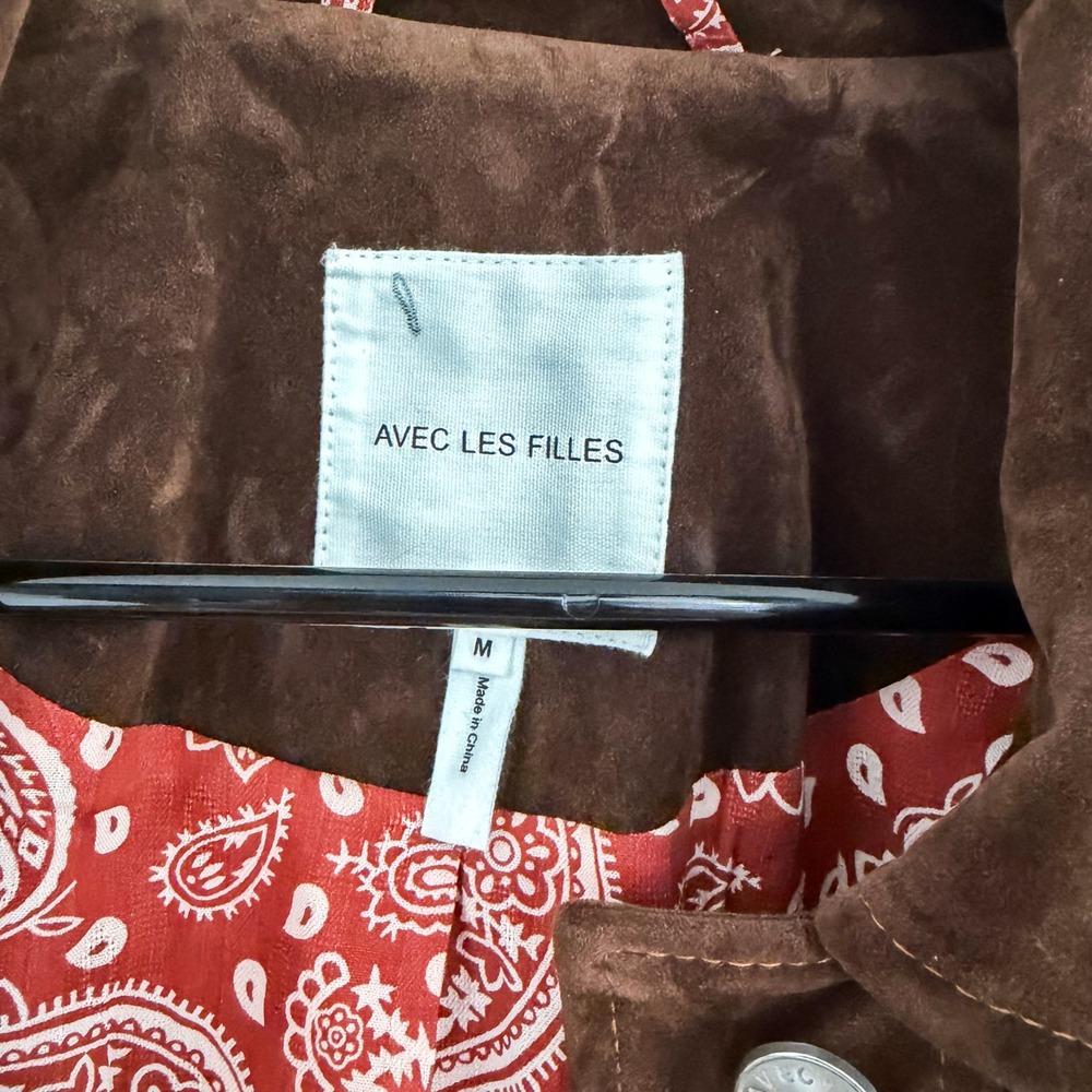 NWT Avec Les Filles Barn Jacket Faux Suede Western 70s Boho Old Money M - Picture 12 of 12